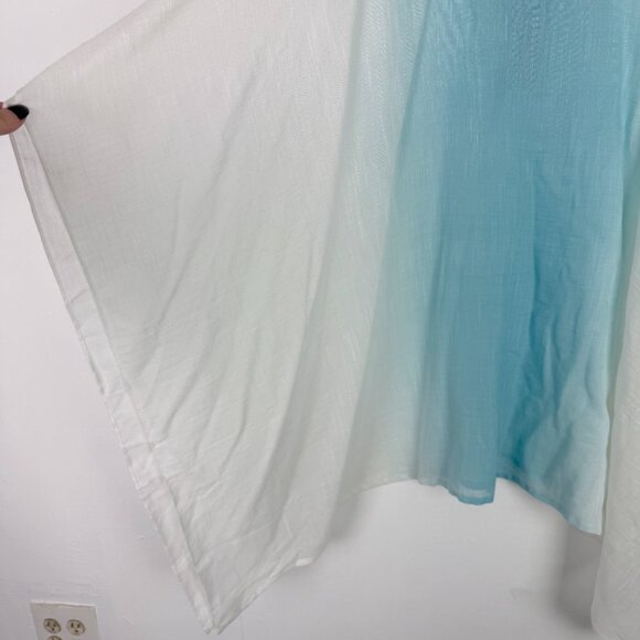 NWT J. Jill Ombre Poncho With Neckline Trim In Light Blue White Plus Size XL-3X - Picture 13 of 14